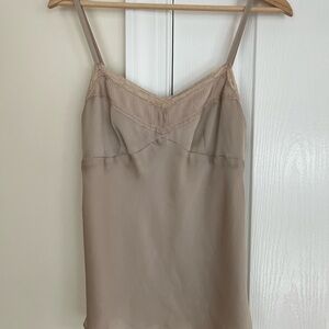 Vintage Lace-Trimmed Beige slip top